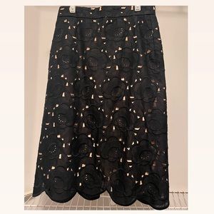J. Crew Nude Black Lace Pencil Skirt